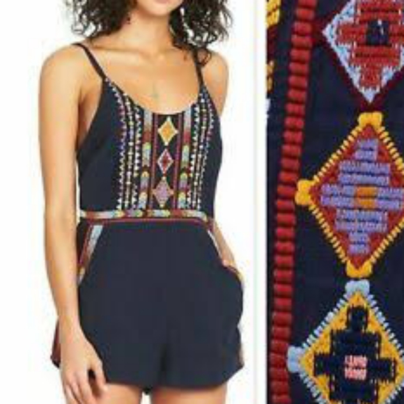 TIGERLILY Nazilla Embroidered Cotton Navy Onesie Romper Playsuit - Picture 5 of 16